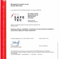 RS safetec GmbH ISO-Certificate 9001
